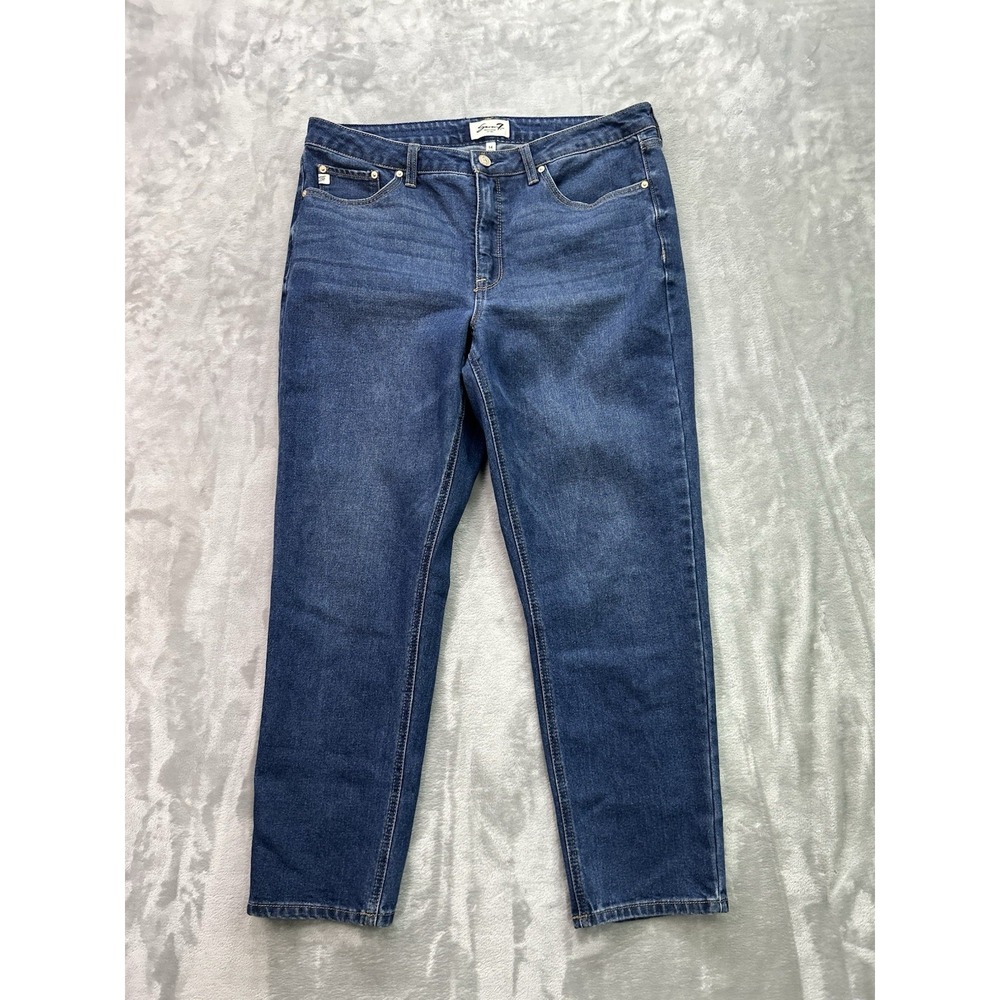 Seven7 Jeans Womens Plus Sz 14 Blue Straight Whiskered Faded Stretch Denim Pants